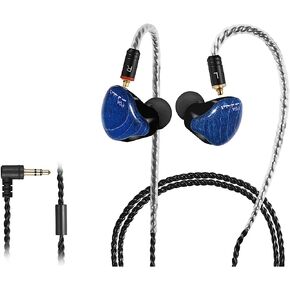سماعات رأس DCMEKA داخل الأذن، سماعات أذن ستيريو HiFi IEM، سماعات أذن سلكية ديناميكية مزدوجة المحرك مع كابل قابل للفصل، سماعة رأس بخاصية إلغاء الضوضاء للمغنيين والموسيقيين والطبالين عشاق الصوت (أزرق، بدون ميكروفون)