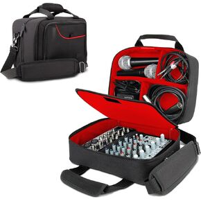 حقيبة خلاط USA GEAR Audio DJ - حقيبة خلاط مع مساحة تخزين مخصصة للكابلات والميكروفونات والمحولات - متوافقة مع Behringer Xenyx 802، 502، 1002، Q802USB والمزيد من الخلاطات - مقاومة للخدش والماء