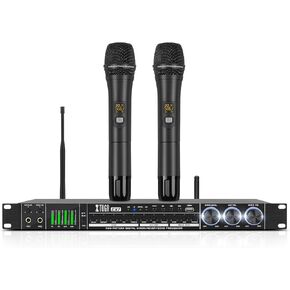 XTUGA EX7 Professional KTV Digital Pre-stage Effector Anti-howling Audio Processor Echo USB MP3 Bluetooth Optical,For Household Reverberator Karaoke,Stage,Church, Performance(with Wireless Microphone) in Kuwait