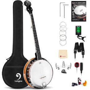 Vangoa Banjo 5 String with Tone Ring، Mini 5 String Banjo Small Travel 28 بوصة Maple Banjo المبتدئين مع رأس Fiberskyn Remo، موالف خامس مُجهز in Kuwait