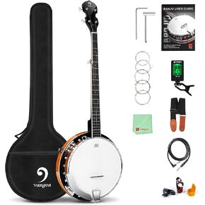 Vangoa Banjo مفتوح الظهر 5 سلسلة بالحجم الكامل، مجموعة Clawhammer Banjo للمبتدئين مع رأس ريمو عصر النهضة، بانجو القيقب مع موالف خامس موجه، طبيعي in Kuwait