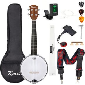 Kmise, 4, Banjolele Banjo Ukulele Concert Size 23 Inch, with Bag Tuner Strap Strings (Pickup Picks Ruler Wrench Bridge)