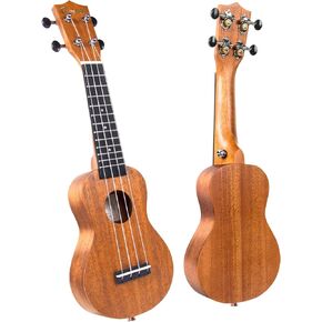 Kmise Soprano Ukulele أداة الماهوجني الاحترافية 21 بوصة هاواي Ukalalee للمبتدئين مع مجموعة المبتدئين Ukelele (مجانية على الإنترنت حقيبة الدرس موالف حزام استبدال سلاسل كتيب التعليمات) in Kuwait