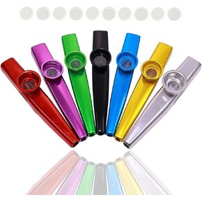 7 Pcs Metal Kazoos With 20Pcs Kazoo Flute Diaphragms,Musical Instruments,Good Gift for Kids,A Good Companion for Ukulele, Violin, Guitar,Piano Keyboard.