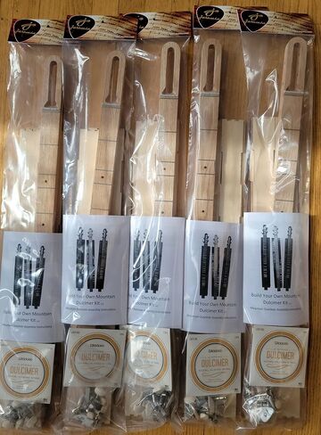 Mountain Dulcimer KIT All WOOD Build-it-Yourself 4-String Dulcimer with CHERRY neck. FUN and EASY to Build and PLAY! Great for Travel, GIFT, Group or Homeschool Activity - DIY Kit - Made in USA in Saudi Arabia