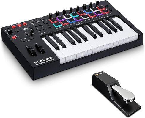 MIDI Controller Bundle - 25-Key USB MIDI Keyboard Controller with Beat Pads, Sustain Pedal and Software Suite - M-Audio Oxygen Pro 25 and SP-2 in Kuwait