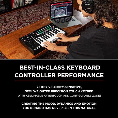 MIDI Controller Bundle - 25-Key USB MIDI Keyboard Controller with Beat Pads, Sustain Pedal and Software Suite - M-Audio Oxygen Pro 25 and SP-2 in Kuwait