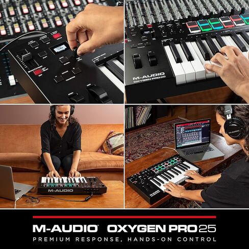 MIDI Controller Bundle - 25-Key USB MIDI Keyboard Controller with Beat Pads, Sustain Pedal and Software Suite - M-Audio Oxygen Pro 25 and SP-2 in Kuwait