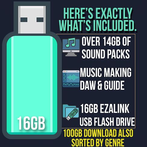 100Gb Sound Pack 100,000+ Samples for MPK, Maschine, Logic, Reason, Ableton, FL Studio One | 808s, Drums, Loops, MIDI, Instruments, Effects | HipHop, Trap, Pop, EDM Music Production USB in Saudi Arabia
