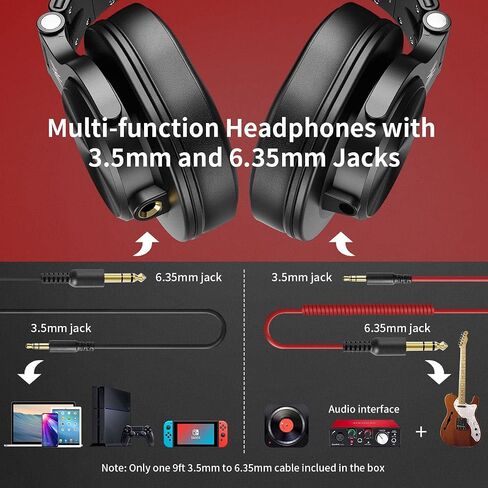 OneOdio A71 Hi-Res Wired Over-Ear Studio Headphones for DJ, Mixing - Black | headphone for studio recording, monitoring and mixing, with foldable design, 3.5mm/6.35mm jacks connect to PC, computer, DJ in Saudi Arabia