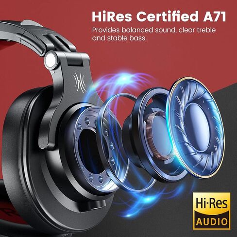OneOdio A71 Hi-Res Wired Over-Ear Studio Headphones for DJ, Mixing - Black | headphone for studio recording, monitoring and mixing, with foldable design, 3.5mm/6.35mm jacks connect to PC, computer, DJ in Saudi Arabia