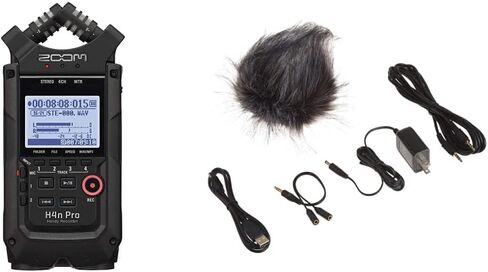 Zoom H4n Pro 4-Track Portable Recorder, All Black, Stereo Microphones, 2 XLR/ ¼“ Combo Inputs, Battery Powered, for Stereo/Multitrack Recording of Music, Audio for Video, and Podcasting in Saudi Arabia