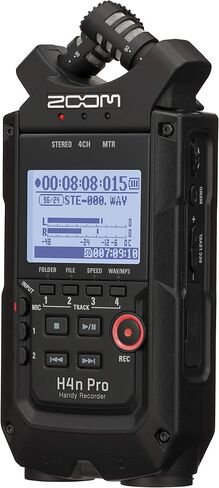 Zoom H4n Pro 4-Track Portable Recorder, All Black, Stereo Microphones, 2 XLR/ ¼“ Combo Inputs, Battery Powered, for Stereo/Multitrack Recording of Music, Audio for Video, and Podcasting in Saudi Arabia