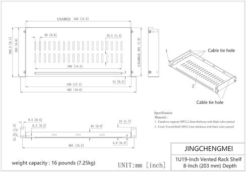 1U Vented Server Rack Shelf Disassembled 10 inches Deep No Lip | Universal Rack Tray for 19 Inches Network Cabinet or Server Rack in Kuwait
