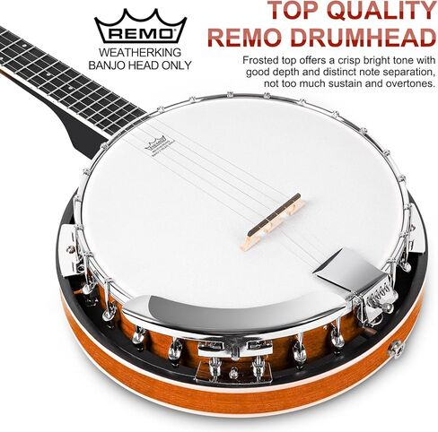 Vangoa Banjo 5 String with Tone Ring، Mini 5 String Banjo Small Travel 28 بوصة Maple Banjo المبتدئين مع رأس Fiberskyn Remo، موالف خامس مُجهز in Kuwait