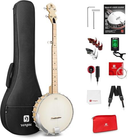 Vangoa Banjo 5 String Beginner Full Size Kit, Remo Head 24 Bracket Open Back Banjo Set with Resonator for Starter Adult Youth Teen in Saudi Arabia