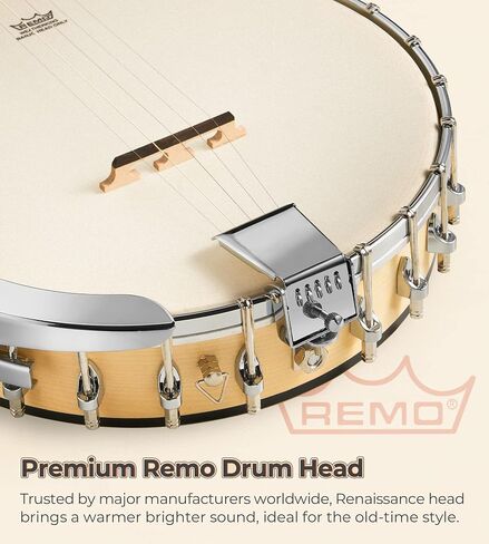 Vangoa Banjo 5 String Beginner Full Size Kit, Remo Head 24 Bracket Open Back Banjo Set with Resonator for Starter Adult Youth Teen in Saudi Arabia