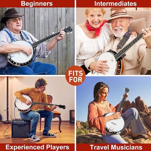 Vangoa Banjo 5 String Beginner Full Size Kit, Remo Head 24 Bracket Open Back Banjo Set with Resonator for Starter Adult Youth Teen in Kuwait