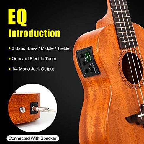 القيثارة، مجموعة AKLOT Concert Ukelele الصلبة الماهوجني مقاس 23 بوصة للمبتدئين المحترفين والبالغين مع دورات مجانية عبر الإنترنت وإكسسوارات Uke، AKC23 in Kuwait