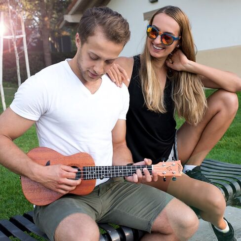 القيثارة، مجموعة AKLOT Concert Ukelele الصلبة الماهوجني مقاس 23 بوصة للمبتدئين المحترفين والبالغين مع دورات مجانية عبر الإنترنت وإكسسوارات Uke، AKC23 in Kuwait