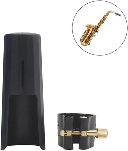 غطاء قطعة الفم من OriGlam Woodwinds Tenor Saxophone، قفل جلدي مع غطاء بلاستيكي لقطعة الفم للساكسفون (تينور) in Kuwait