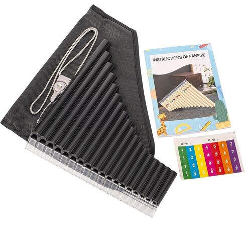 18 Pipes Pan Flute Eco-friendly Resin C tone Easy Learn Pan Flute, Black in Kuwait