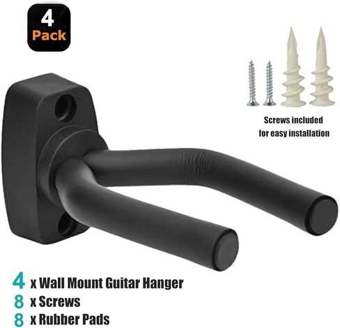 علاقات حائط على الجيتار، 4 حزم حوامل الجيتار، باس الصوتي الكهربائي الصوتي عرض القيثارة السنانير الجدارية لآلات الخيط ماندولين بانجوس، اكسسوارات الجيتار، سهلة التركيب in Kuwait