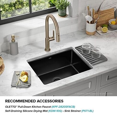 KRAUS Pintura Porcelain Enameled Steel Undermount Single Bowl Kitchen Sink in Black, KE1US21GBL in Saudi Arabia