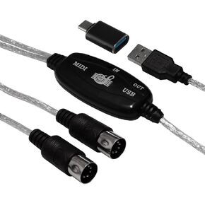 Bealuffe MIDI to USB Cable Connect Piano Keyboard/Synthesizer to Computer Laptop, USB MIDI Interface MIDI Cable Adapter for Editing or Recording for Windows System in Kuwait
