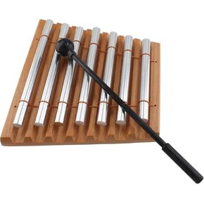 7 Tone Hand Chime, Wood Meditation Chime Bell Percussion Instrument with Black Mallet for Teachers' Classroom Management, Yoga