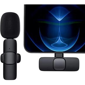 طية صدر ميكروفون لافالير لاسلكي احترافي لاجهزة اندرويد والتابلت بمنفذ USB-C - توصيل وتشغيل ميكروفون 2.4GHz لتسجيل الصوت والفيديو اثناء التنقل لليوتيوب وفيسبوك وتيك توك وفلوج والافلام القصيرة (اندرويد) in Kuwait