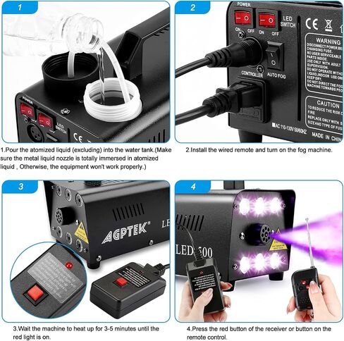 آلة الضباب، آلة رذاذ الدخان الأوتوماتيكية من AGPTEK مع 6 مصابيح LED و13 تأثيرات إضاءة LED ملونة، رائعة للهالوين والكريسماس وحفلات الزفاف والحفلات وأداء الدي جي in Saudi Arabia