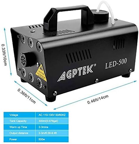 آلة الضباب، آلة رذاذ الدخان الأوتوماتيكية من AGPTEK مع 6 مصابيح LED و13 تأثيرات إضاءة LED ملونة، رائعة للهالوين والكريسماس وحفلات الزفاف والحفلات وأداء الدي جي in Saudi Arabia