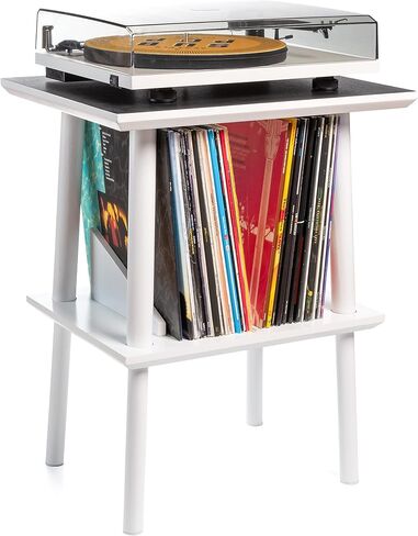Chalkboard Top Record Player Stand, 50+ Vinyl Storage, Solid Pine (Black) in Saudi Arabia
