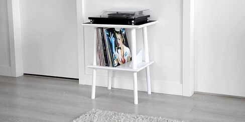 Chalkboard Top Record Player Stand, 50+ Vinyl Storage, Solid Pine (Black) in Saudi Arabia