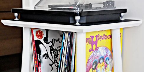 Chalkboard Top Record Player Stand, 50+ Vinyl Storage, Solid Pine (Black) in Saudi Arabia