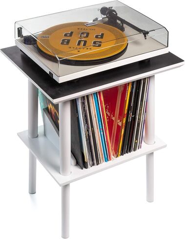 Chalkboard Top Record Player Stand, 50+ Vinyl Storage, Solid Pine (Black) in Saudi Arabia