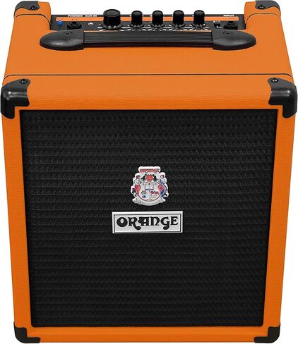 حزمة Orange Crush Bass 25 Guitar Combo Amp مع كابل أداة منسوج برتقالي بطول 10 أقدام وقماش تلميع الصوت السائل 1 × 8 بوصة 25 وات، 3 نطاقات EQ وموالف لوني متكامل in Saudi Arabia