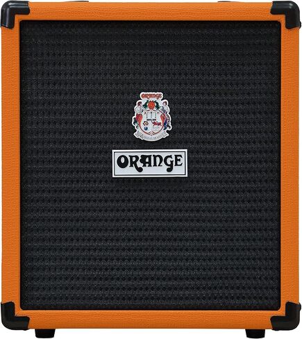 حزمة Orange Crush Bass 25 Guitar Combo Amp مع كابل أداة منسوج برتقالي بطول 10 أقدام وقماش تلميع الصوت السائل 1 × 8 بوصة 25 وات، 3 نطاقات EQ وموالف لوني متكامل in Saudi Arabia
