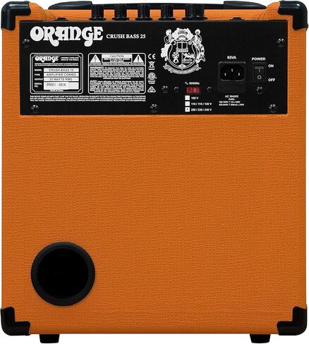 حزمة Orange Crush Bass 25 Guitar Combo Amp مع كابل أداة منسوج برتقالي بطول 10 أقدام وقماش تلميع الصوت السائل 1 × 8 بوصة 25 وات، 3 نطاقات EQ وموالف لوني متكامل in Saudi Arabia