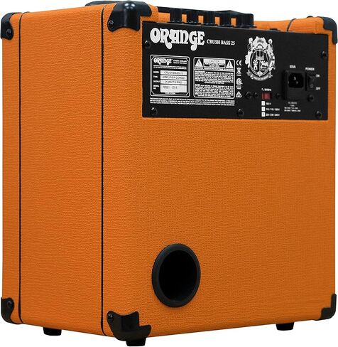 حزمة Orange Crush Bass 25 Guitar Combo Amp مع كابل أداة منسوج برتقالي بطول 10 أقدام وقماش تلميع الصوت السائل 1 × 8 بوصة 25 وات، 3 نطاقات EQ وموالف لوني متكامل in Saudi Arabia