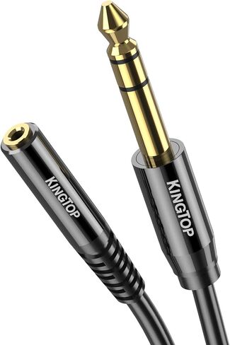 KINGTOP 6.35 ملم (1/4 بوصة) ذكر إلى 3.5 ملم (1/8 بوصة) كابل تمديد ستيريو TRS أنثى، محول صوت جاك سماعة الرأس للخلاط والجيتار والبيانو ومكبر الصوت ومكبر الصوت والمزيد (1.7 قدم / 54 سم) in Kuwait