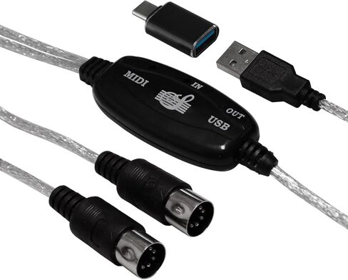 Bealuffe MIDI to USB Cable Connect Piano Keyboard/Synthesizer to Computer Laptop, USB MIDI Interface MIDI Cable Adapter for Editing or Recording for Windows System in Kuwait