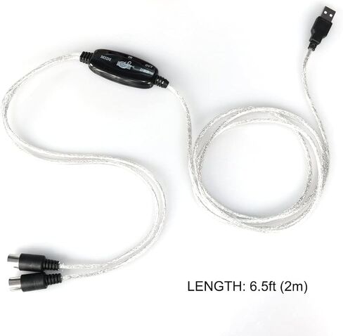 Bealuffe MIDI to USB Cable Connect Piano Keyboard/Synthesizer to Computer Laptop, USB MIDI Interface MIDI Cable Adapter for Editing or Recording for Windows System in Kuwait