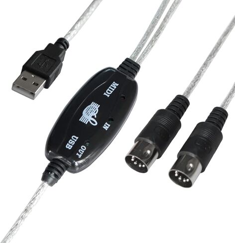 Bealuffe MIDI to USB Cable Connect Piano Keyboard/Synthesizer to Computer Laptop, USB MIDI Interface MIDI Cable Adapter for Editing or Recording for Windows System in Kuwait