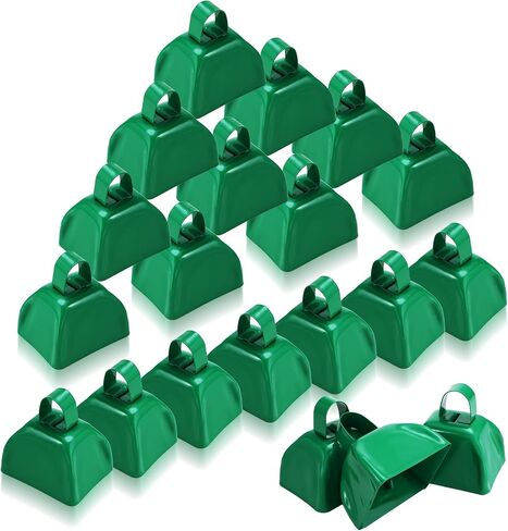 20 Pcs Metal Cowbells Noisemakers for Sporting Events 3 Inch Cow Bells Noise Makers with Handle Hand Percussion Cowbells for Football Games Graduation Party Cheering Team (Green) in Saudi Arabia