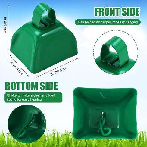 20 Pcs Metal Cowbells Noisemakers for Sporting Events 3 Inch Cow Bells Noise Makers with Handle Hand Percussion Cowbells for Football Games Graduation Party Cheering Team (Green) in Saudi Arabia