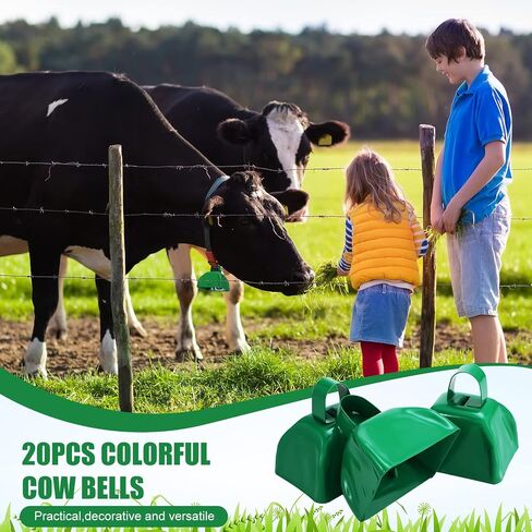 20 Pcs Metal Cowbells Noisemakers for Sporting Events 3 Inch Cow Bells Noise Makers with Handle Hand Percussion Cowbells for Football Games Graduation Party Cheering Team (Green) in Saudi Arabia