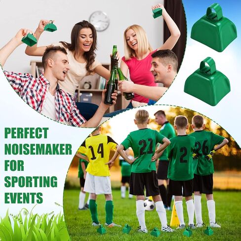 20 Pcs Metal Cowbells Noisemakers for Sporting Events 3 Inch Cow Bells Noise Makers with Handle Hand Percussion Cowbells for Football Games Graduation Party Cheering Team (Green) in Saudi Arabia