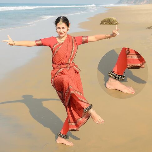 أجراس الكاحل MBI Bharatnatyam Ghungroo وkathak خلخال الرقص (Ghungroo) | معدات الرقص للآلات الموسيقية| خلخال الراقصين الكلاسيكيين الهنديين (صفين مبطنين باللون الأسود مع 40 جرس) in Saudi Arabia